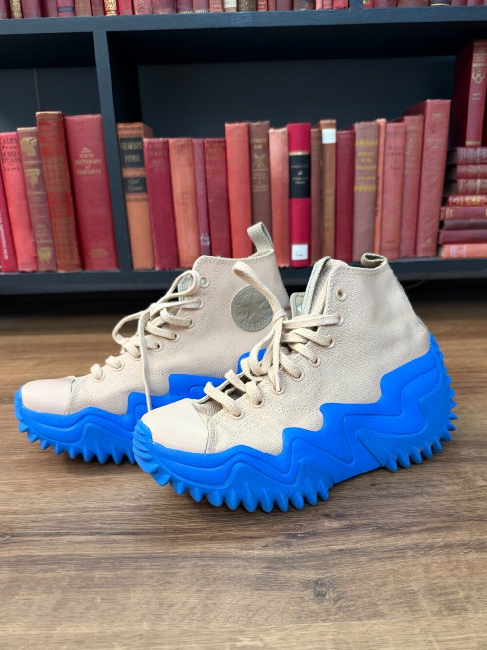 Converse Run Star Motion Chase the Drip x SGA Tan Blue Platform Sneakers Sz 9